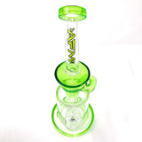 10.5" AFM Glass Drain Incycler Dab Rig with Showerhead Perc, Front View on White Background