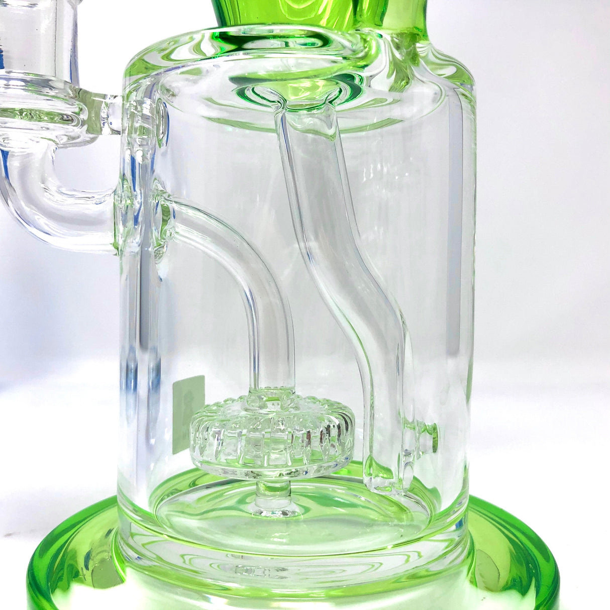 AFM Glass Drain Incycler Dab Rig, 10.5" with Showerhead Perc, Fumed Borosilicate Glass, Close-up