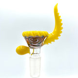 Lucky Goat Rasta Horn Glass Bowl with 14mm joint and vibrant yellow rasta swirl design