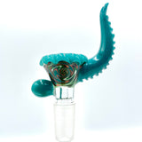 Lucky Goat Rasta Horn Glass Bowl Piece, 14mm, with vibrant Rasta swirl design