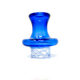 AFM Color Turbo Spinner Glass Carb Cap in Blue with 2 Pearls, Front View on Seamless White