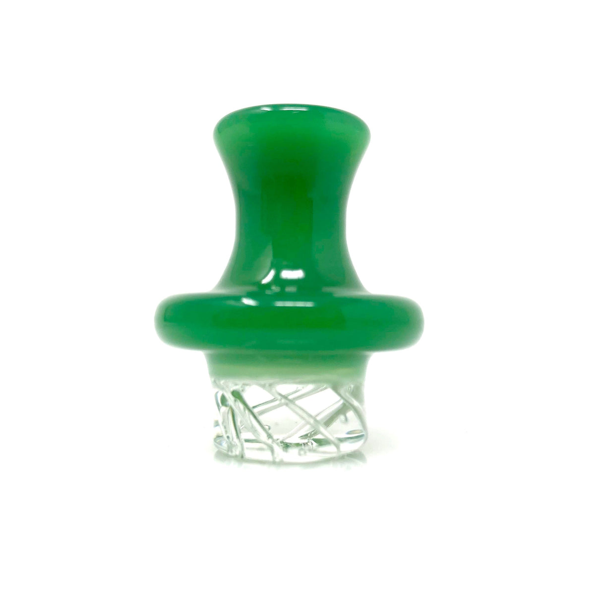 AFM Color Turbo Spinner Glass Carb Cap in Green with 2 Quartz Pearls - Front View