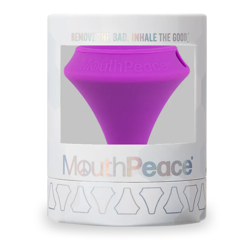 MAV Glass Moose Labs Mouthpiece in purple, front view on white background, hygienic pipe accessory