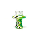 AFM Turbo Reversal Glass Spinner Cap with 2 Pearls, Green Swirl Design, Front View