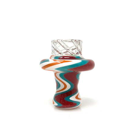 AFM Turbo Reversal Glass Spinner Cap with 2 Pearls, Swirl Design, Front View