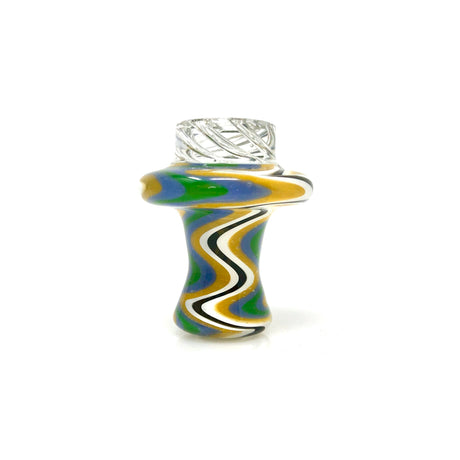 AFM Turbo Reversal Glass Spinner Cap with 2 Pearls, Swirl Design, Front View on White Background