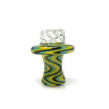 AFM Turbo Reversal Glass Spinner Cap with 2 Pearls, Swirl Design, Front View