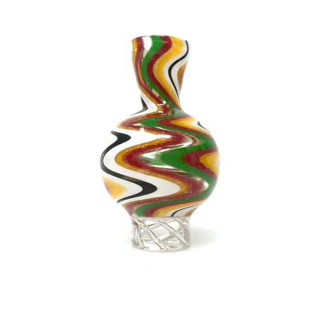 AFM Turbo Bubble Reversal Glass Spinner Carb Cap with colorful swirl design, front view on white background