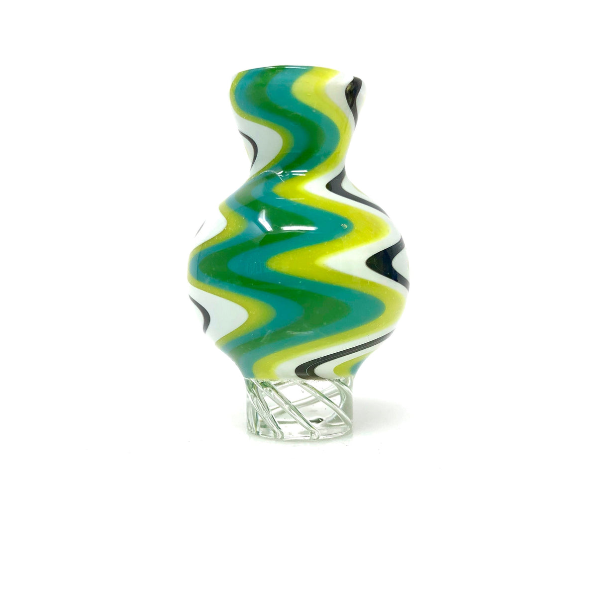 AFM Turbo Bubble Reversal Glass Spinner Carb Cap with 2 Pearls, Multicolored Swirl Design