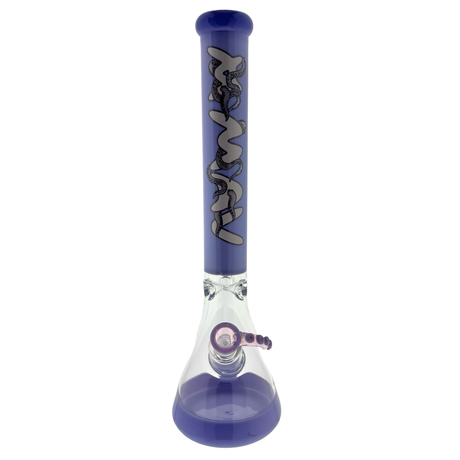 MAV Glass Purple Octobong 18" beaker bong, front view of the purple tube, base and matching octopus bowl