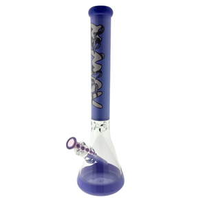 MAV Glass Purple Octobong 18" beaker bong, side view with octopus bowl and stem angled to the left