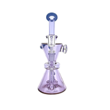 MAV Glass Beverly SUBTL x BELSAR 9" purple recycler dab rig, narrow side profile showing the marble