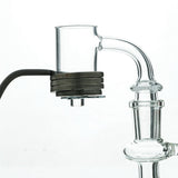 AFM 25mm Quartz E-Nail Banger attached to bong with heating coil, side view