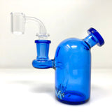 4" AFM Bullet Mini Dab Rig in vibrant blue with clear banger, side view on white background