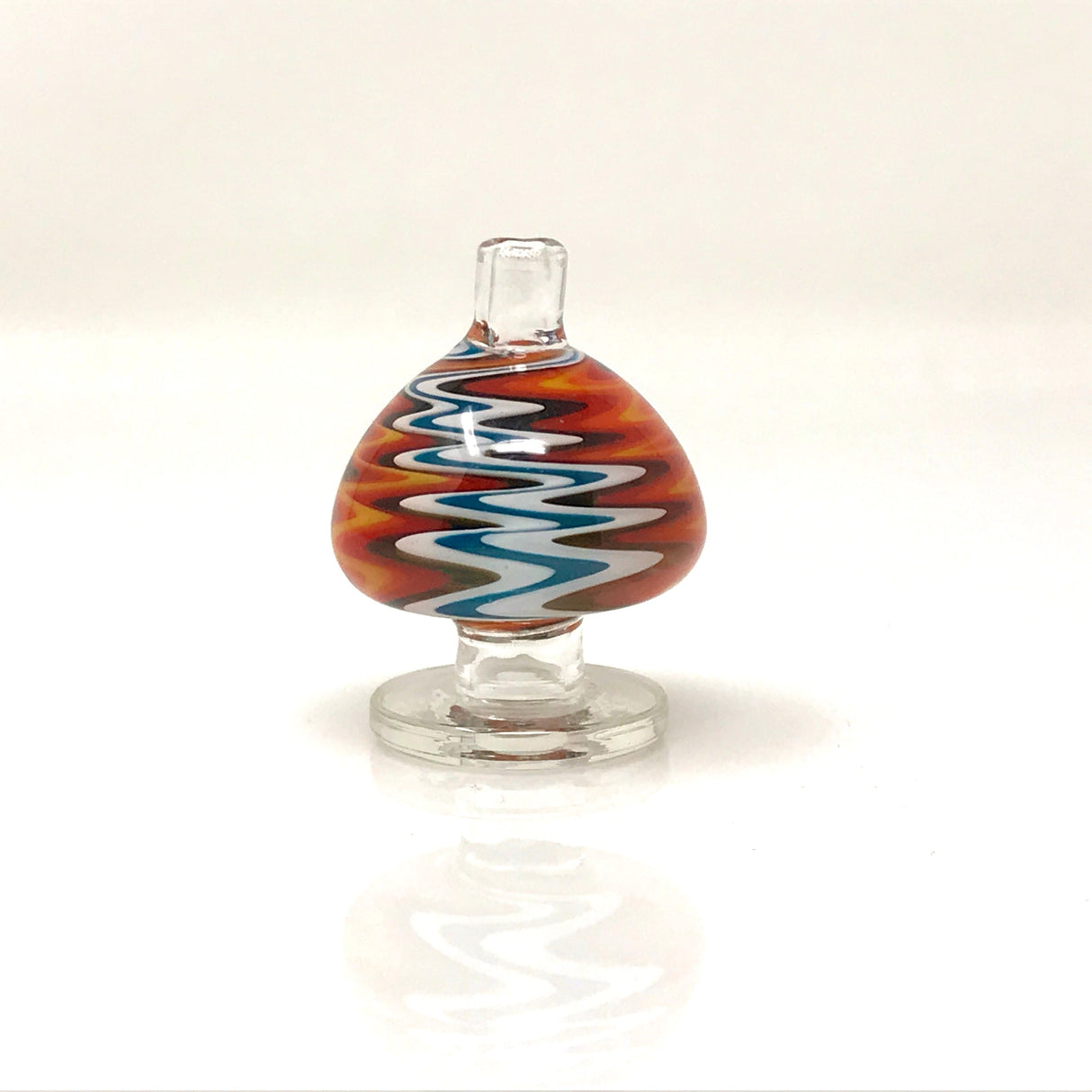 AFM Reversal Mushroom Cap for Dab Rigs, Colored Glass with Swirl Design, Front View