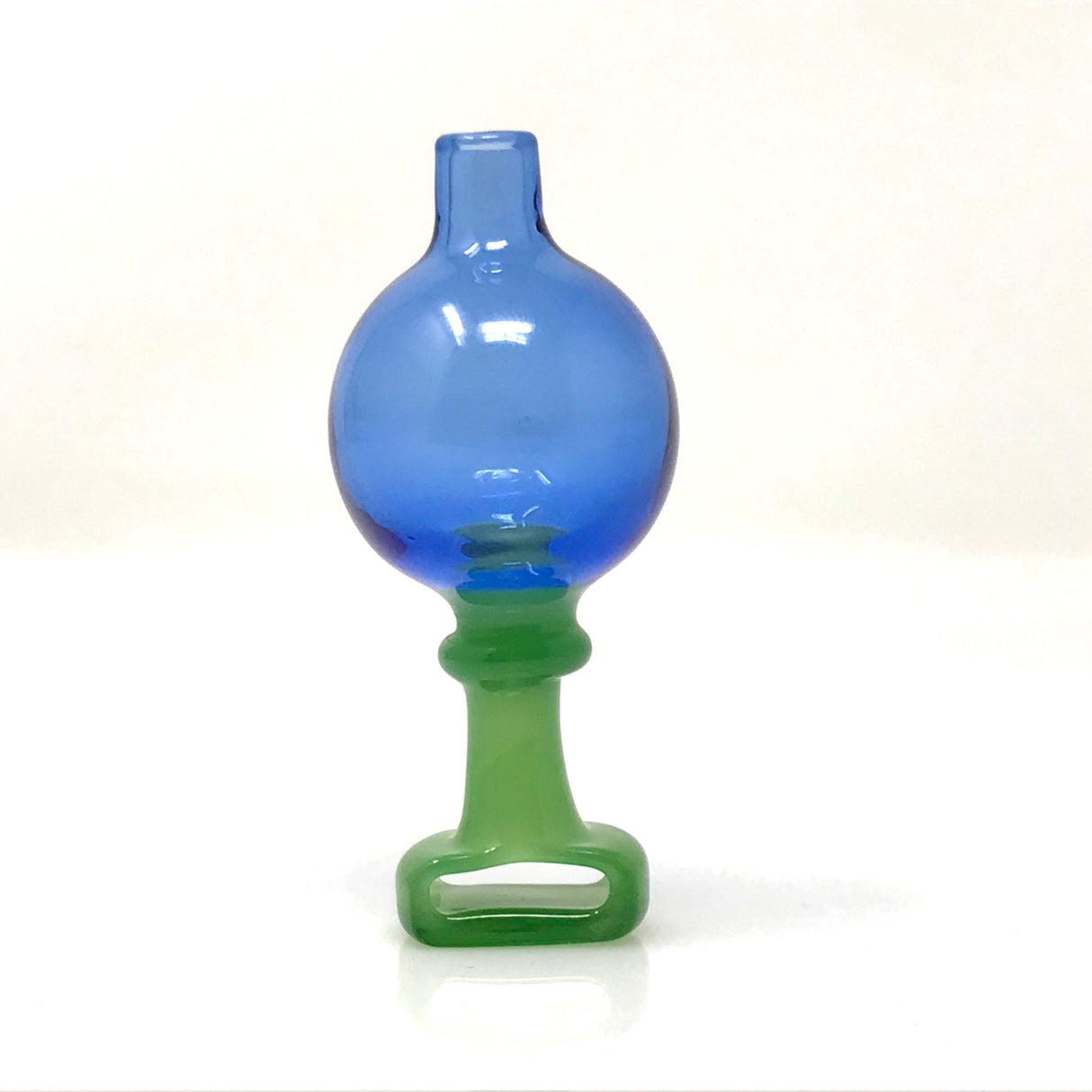 AFM Double Color Bubble Airflow Carb Cap with blue top and green base, front view on white background