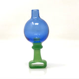 AFM Double Color Bubble Airflow Carb Cap with blue top and green base, front view on white background