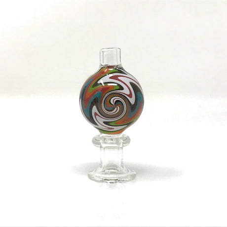 AFM Clear Airflow Reversal Carb Cap with colorful swirl design, front view on white background