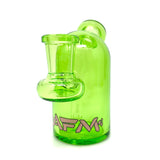 AFM 4" Bullet Mini Dab Rig in green with 14mm female joint and banger, angled side view