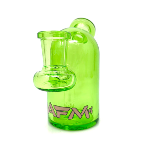 AFM 4" Bullet Mini Dab Rig in green with 14mm female joint and banger, angled side view