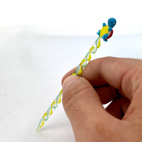 AFM Blastoise Glass Dabber Tool with Twisted Design in Hand - Close-up View