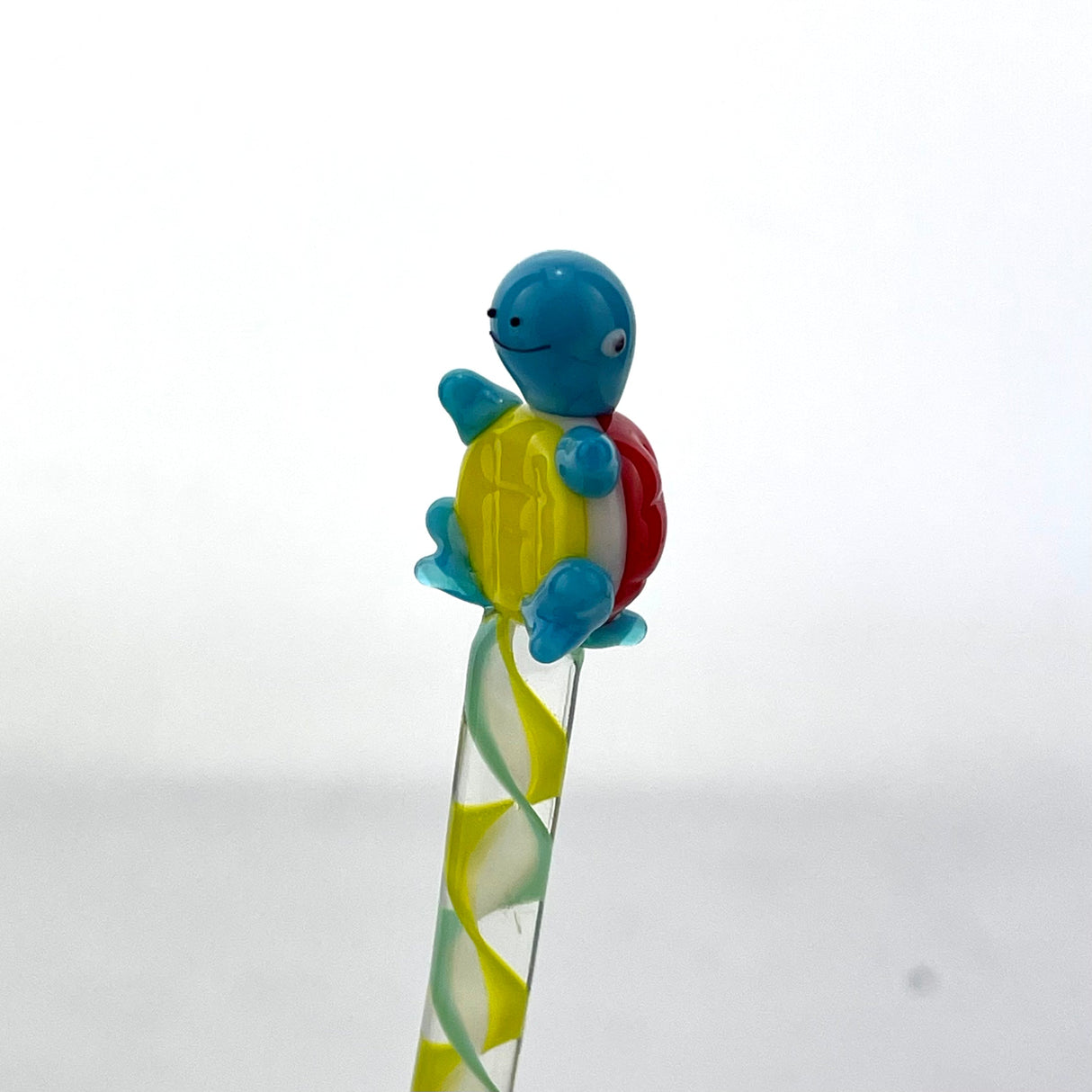 AFM Blastoise Glass Dabber Tool with Colorful Turtle Design - Front View