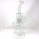 12" AFM Glass Double Cosmos Dab Rig with Showerhead Perc and Bent Neck, Front View