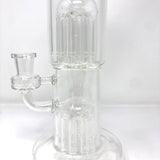 12" AFM Glass Double Cosmos Dab Rig with Showerhead Perc, Bent Neck, Front View