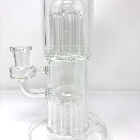 12" AFM Glass Double Cosmos Dab Rig with Showerhead Perc, Bent Neck, Front View