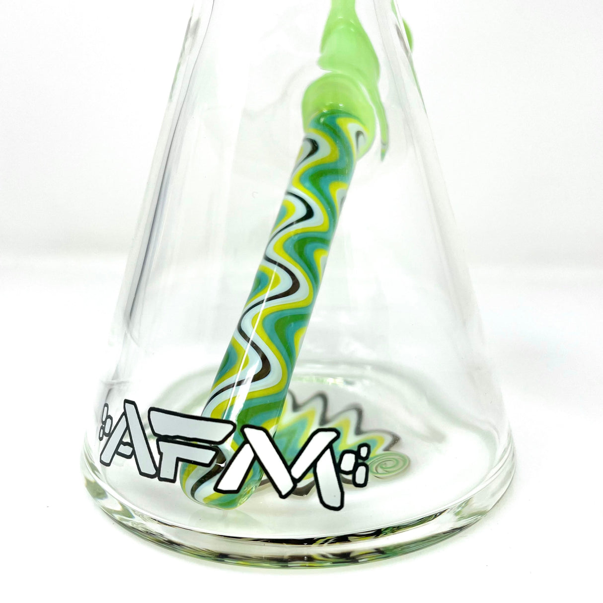 AFM Glass Beaker Bong with Reversal Wig Wag Design and Bent Neck, 8.5" Front View