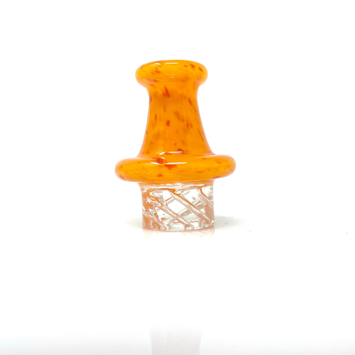 AFM Color Dot Turbo Glass Spinner Carb Cap in Orange with 2 Pearls - Front View