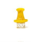 AFM Color Dot Turbo Glass Spinner Carb Cap in Yellow with 2 Pearls - Front View