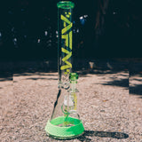 AFM 18" Symphony Glass Beaker Bong with Showerhead Perc and Green Accents