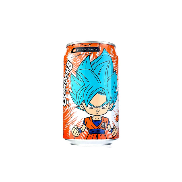 Oceanbomb Dragonball-Z themed sparkling water with Super Saiyan Blue Goku design, 330ml can front view