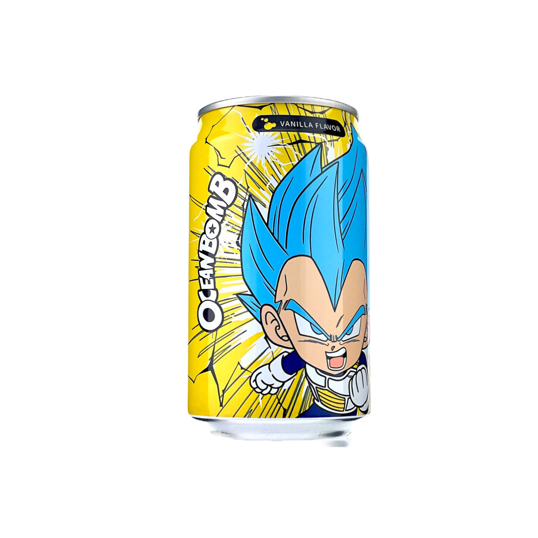 Oceanbomb Dragonball-Z Vanilla Sparkling Water can with Super Saiyan Blue Vegeta design - 330ml