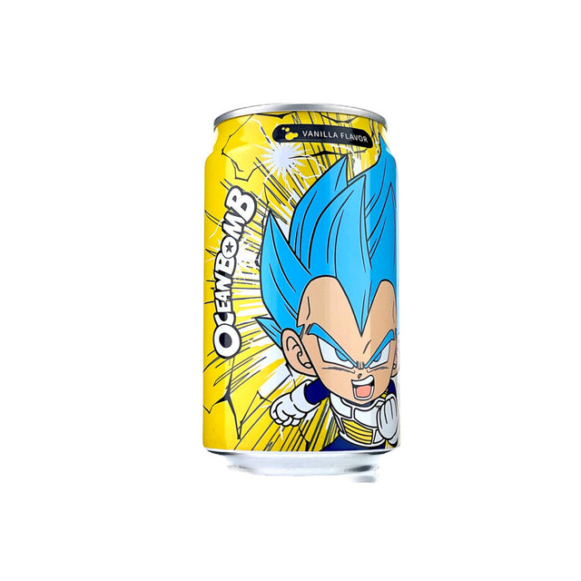 Oceanbomb Dragonball-Z Vanilla Sparkling Water can with Super Saiyan Blue Vegeta design - 330ml