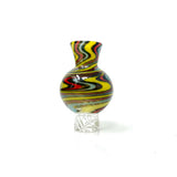 AFM Turbo Groovy Reversal Glass Spinner Carb Cap with 2 Pearls, Multicolored Swirl Design