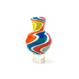 AFM Turbo Groovy Reversal Glass Spinner Carb Cap with 2 Pearls, Multicolor Swirl Design