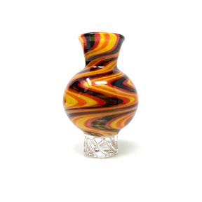 AFM Turbo Groovy Reversal Glass Spinner Carb Cap with 2 Pearls, Front View on White
