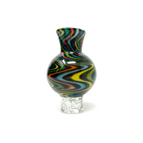 AFM Turbo Groovy Reversal Glass Spinner Carb Cap with colorful swirl design and 2 pearls, front view