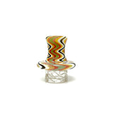 AFM Turbo Reversal Glass Spinner Carb Cap with colorful swirl design and 2 glass pearls