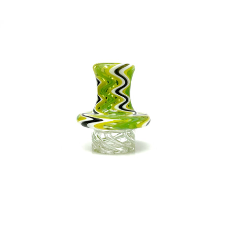 AFM Turbo Reversal Glass Spinner Carb Cap with 2 Pearls - Green & Black Swirl Design