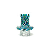 AFM Turbo Reversal Glass Spinner Carb Cap with 2 Pearls, Colored Swirl Design, Front View