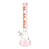 MAV Glass 18" Pink Beaker Bong with Bubble Gum Vibes, Borosilicate Glass, Front View