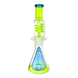 MAV Glass OS90 Slitted Pyramid Beaker with Freezable Coil System in Neon Colors - Front View