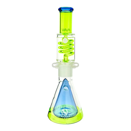 MAV Glass OS90 Slitted Pyramid Beaker with Freezable Coil System in Neon Colors - Front View