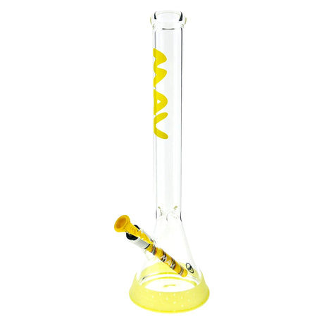 18" MAV Glass Classic Yellow Mellow Bong Set, Front View, with Deep Bowl and Colored Accents