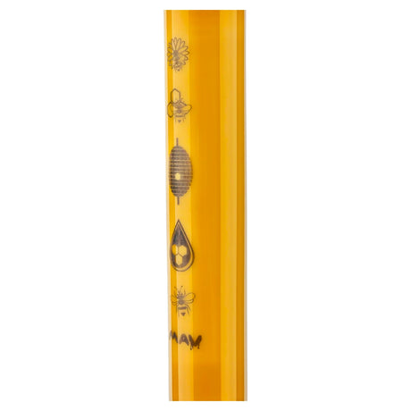 MAV Glass 18" Honey Bee Pyramid Beaker Bong with Ice Pinch - Side View on White