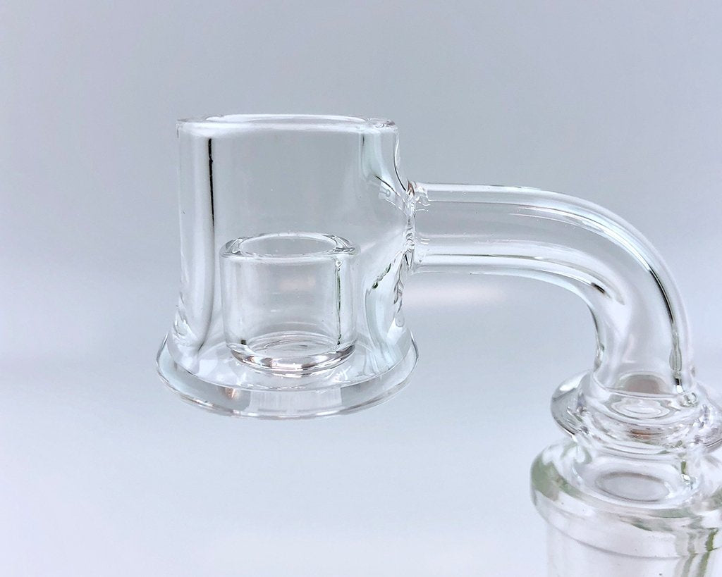 AFM Quartz Glass Banger Insert for Dab Rigs, Clear Side View on Seamless White Background