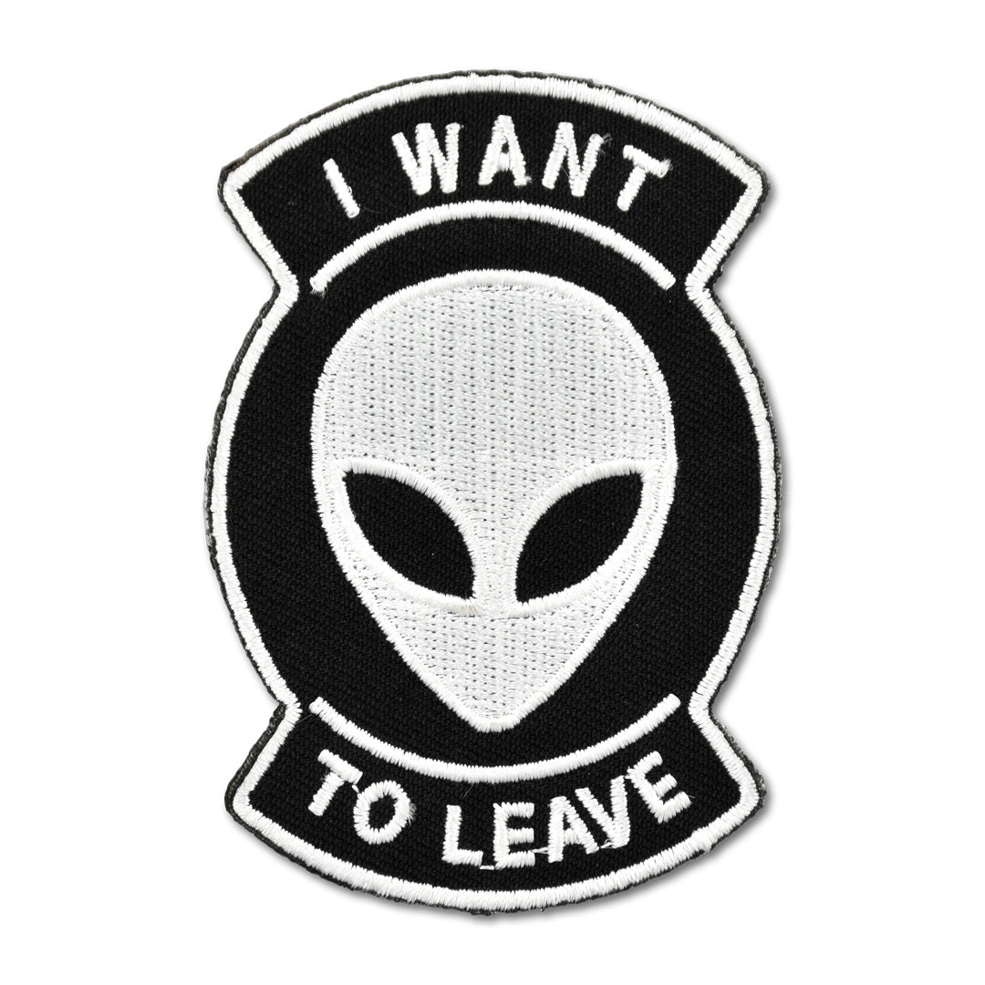 ThreadHeads 'I Want to Leave' Embroidered Patch - Alien Design, Front View